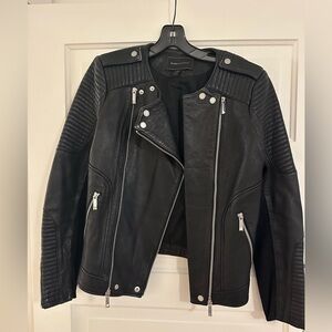 Beautiful BCBG black leather moto jacket!